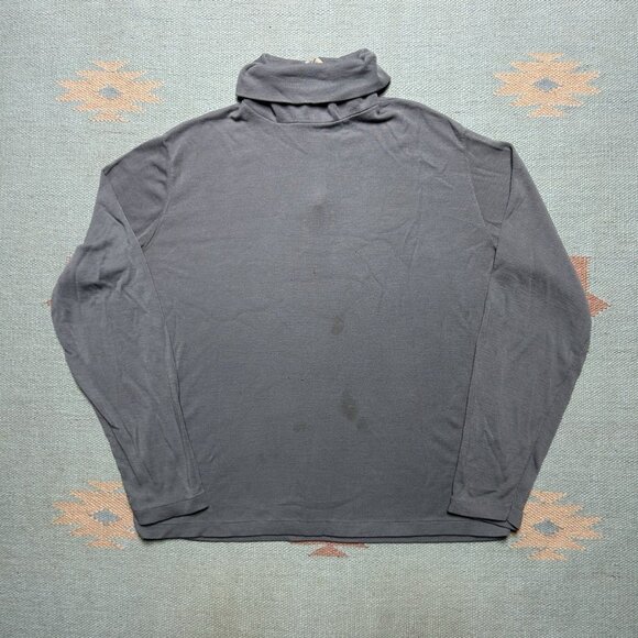 Vintage 70s long sleeve shirt high neck 1/4 zip turtleneck polyester? worn large - Picture 7 of 11